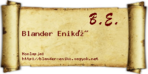 Blander Enikő névjegykártya